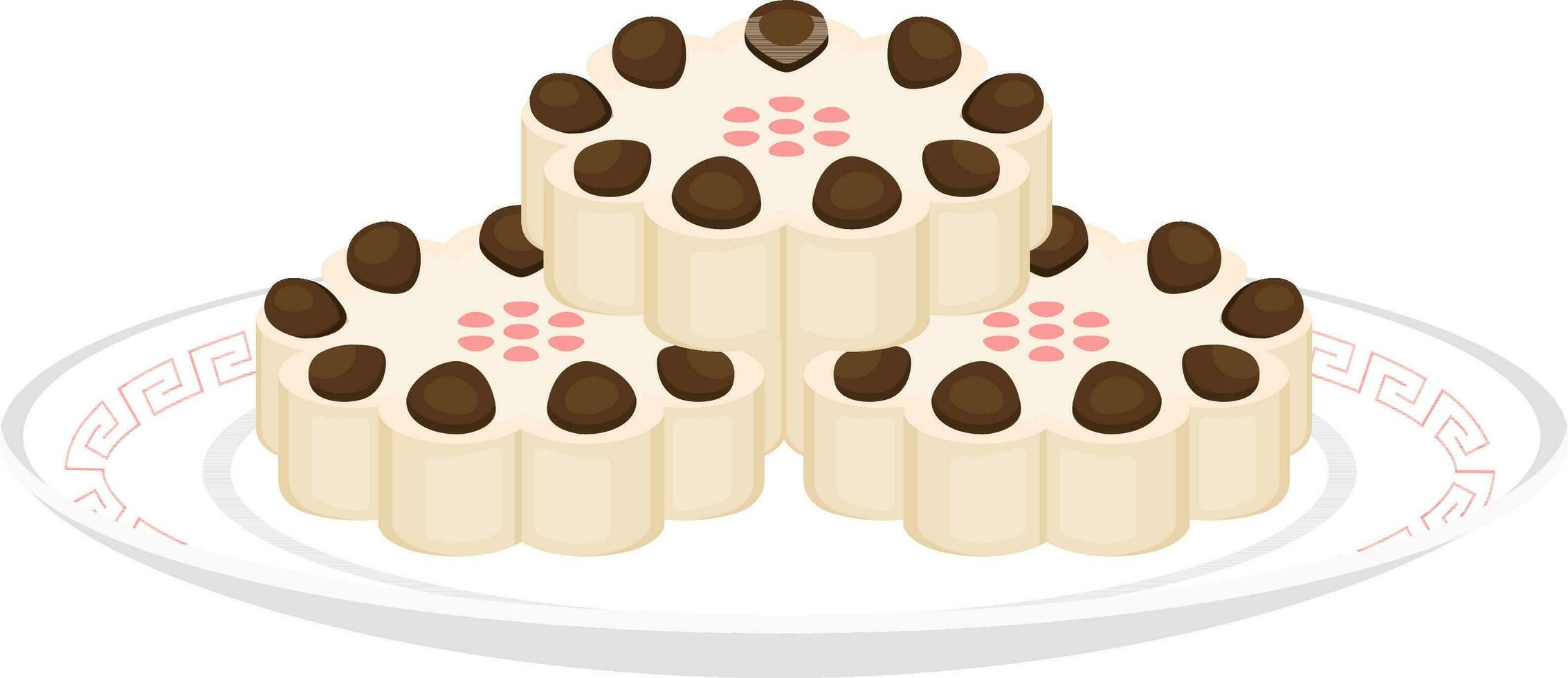 Jujube Flower Cake Plate Icon In Flat Style. vector