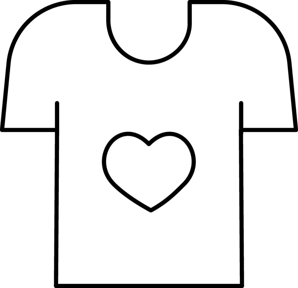 Isolated Heart Shape T-shirt Black Outline Icon. vector