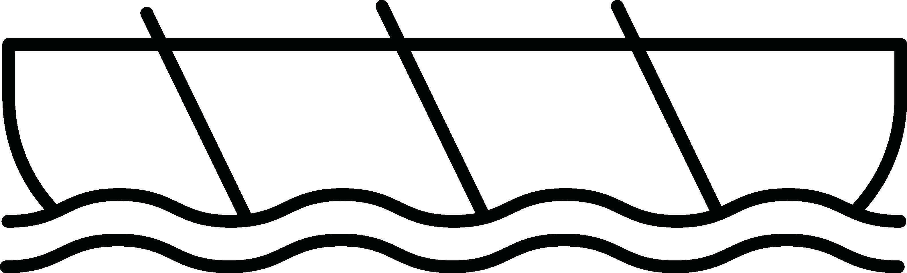Black Line Art Of Snake Boat Icon Or Symbol. vector