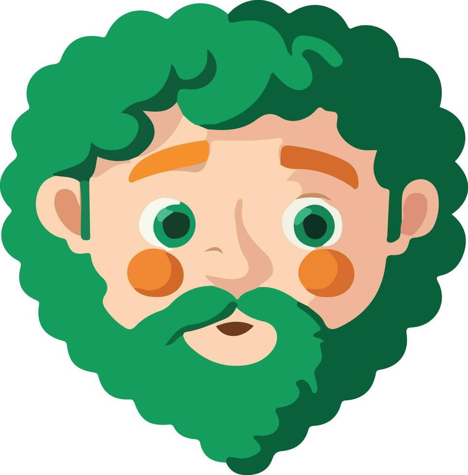 Isolated Leprechaun Man Face Icon In Flat Style. vector