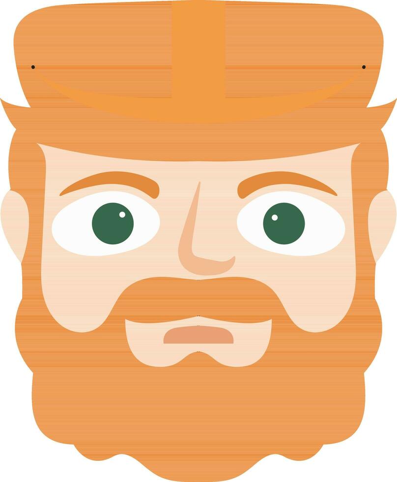 barba hombre cara vistiendo naranja sombrero icono en plano estilo. vector