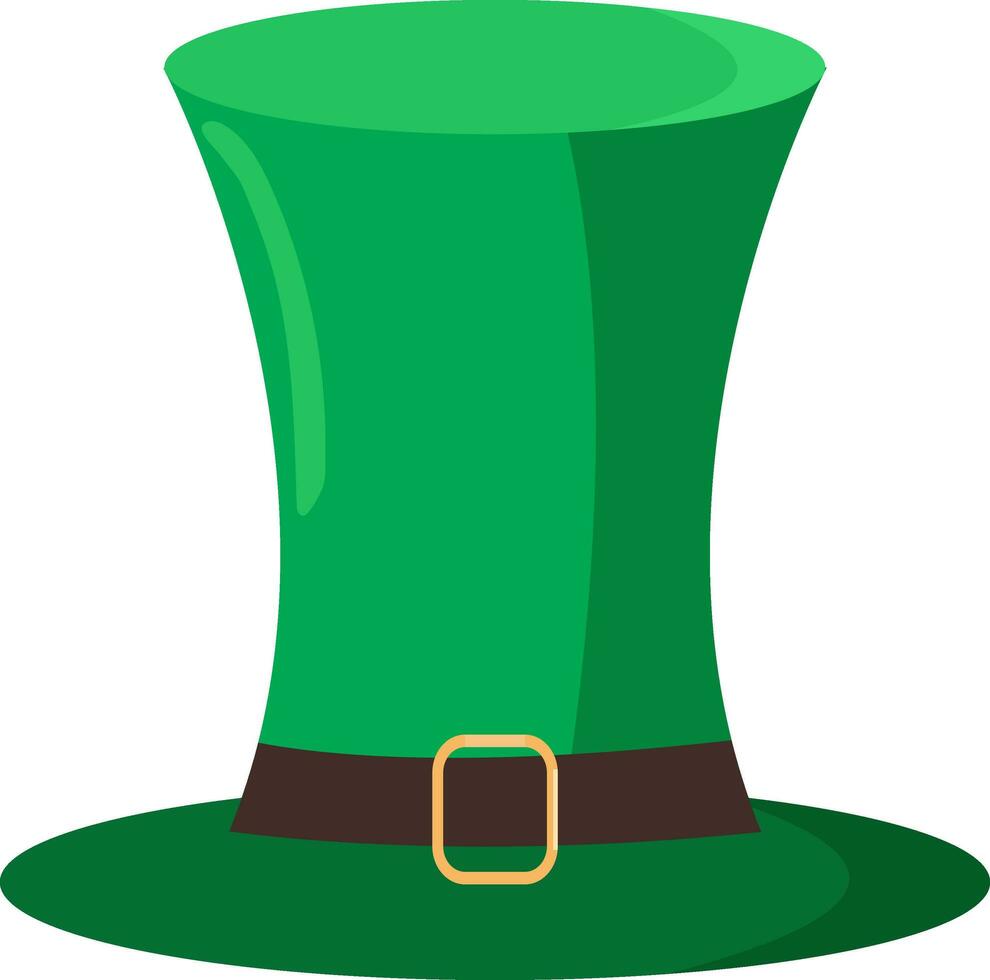 Isolated Green Leprechaun Hat Icon In Flat Style. vector