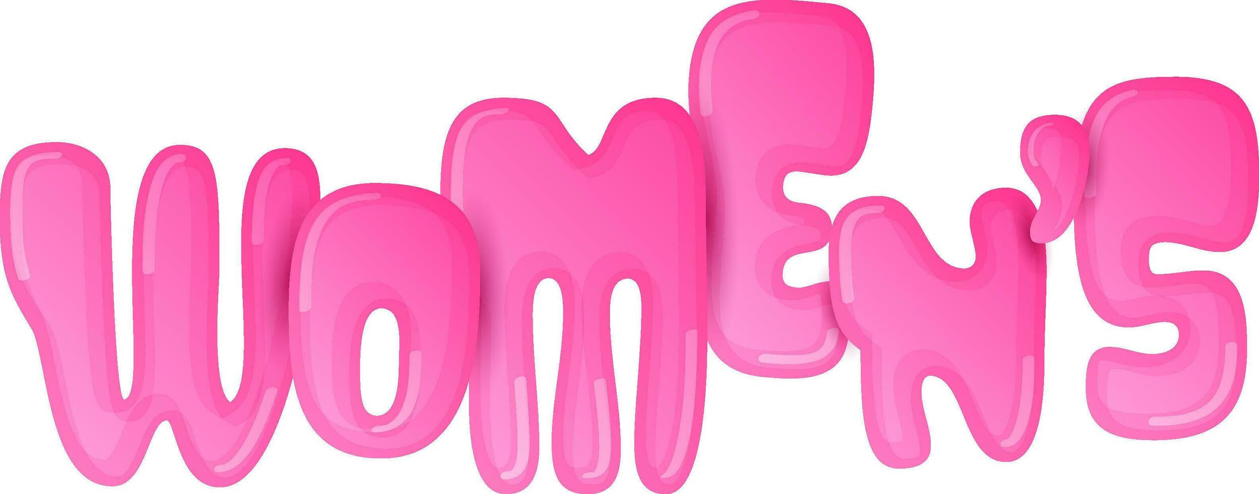 Pink Women's Day Creative Font On White Background. vector
