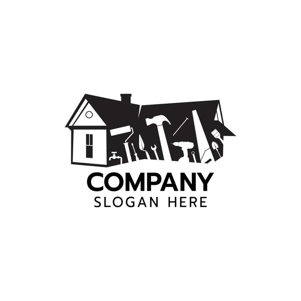 House Builder Logo,House Repair Service,Construction Building Worker Tool Handyman concept vector
