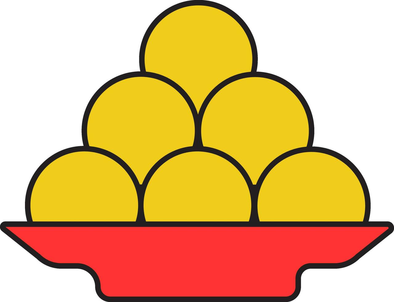 Illustration Of Laddu Bowl Sweets Ball Icon In Flat Style. vector