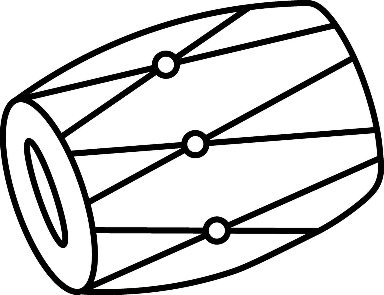 Black Stroke Style Dholak Musical Drum Icon. vector