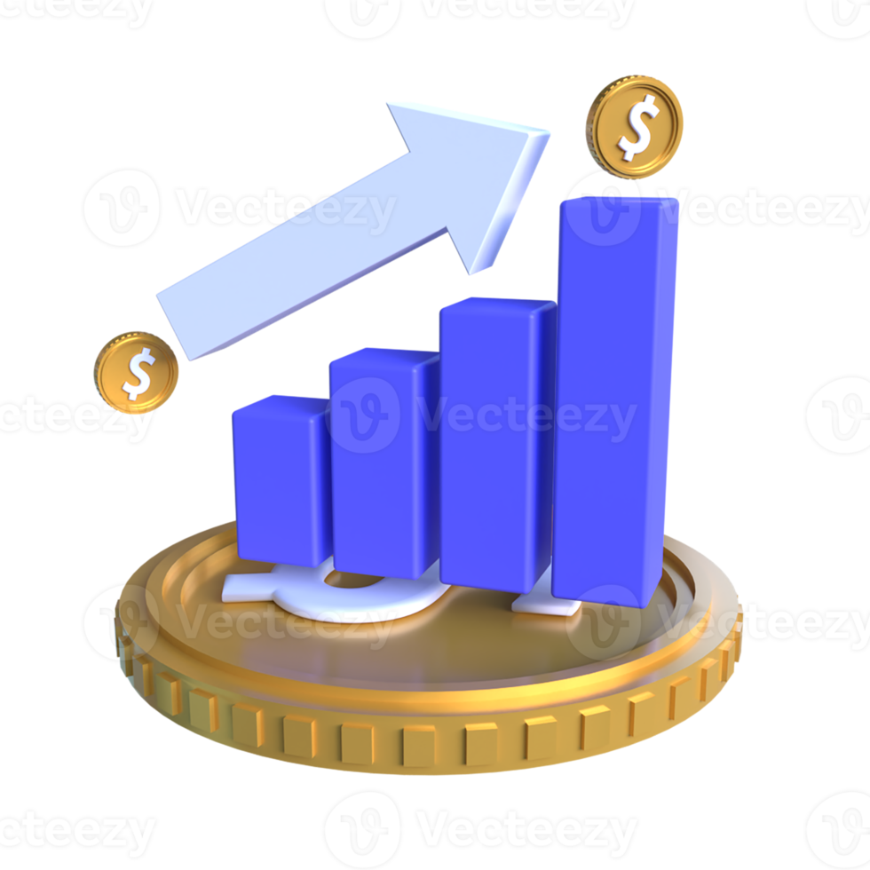 financiero crecimiento gráfico 3d icono ui png transparente antecedentes