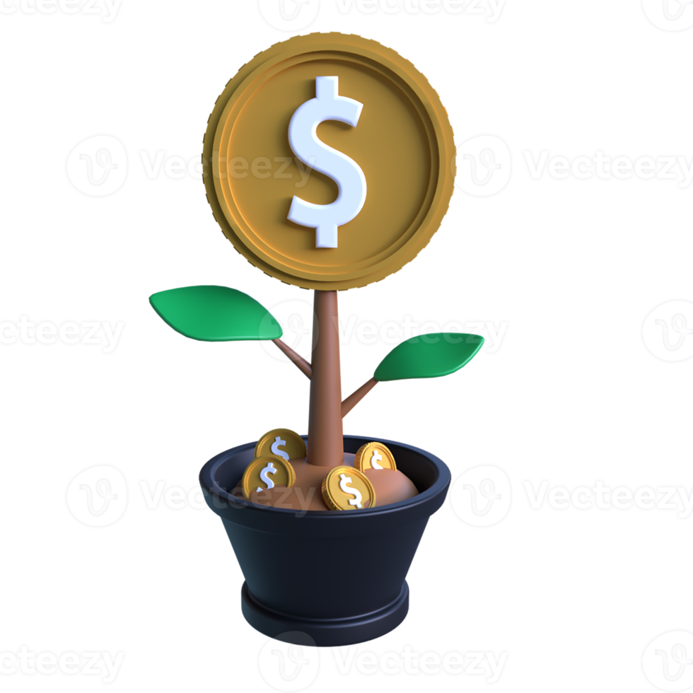Money Plant 3D Icon ui png transparent background