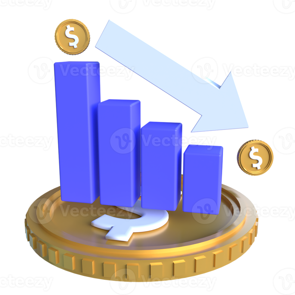 finansiell förlust Diagram 3d ikon ui png transparent bakgrund