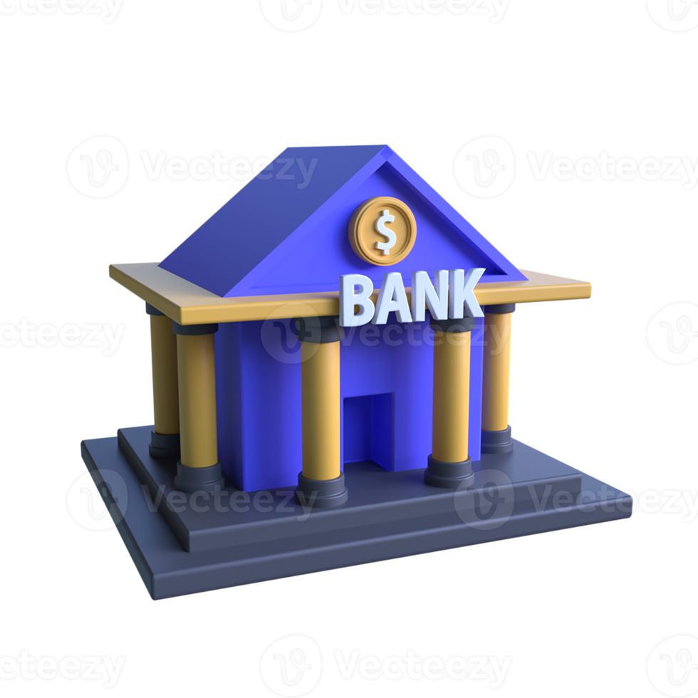 Bank arkitektur 3d ikon ui png transparent bakgrund