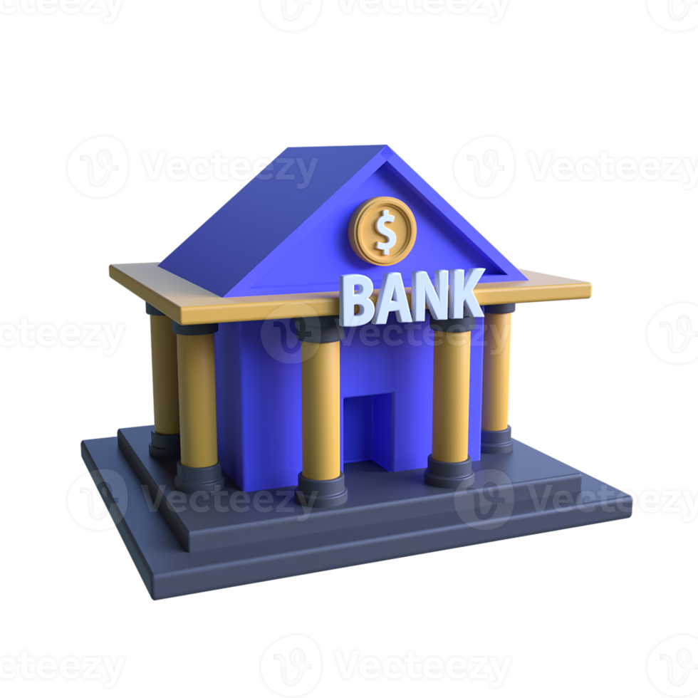 bank architectuur 3d icoon ui PNG transparant achtergrond