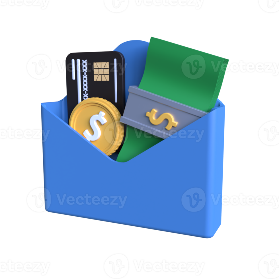 Finance Mail 3D Icon ui png transparent background