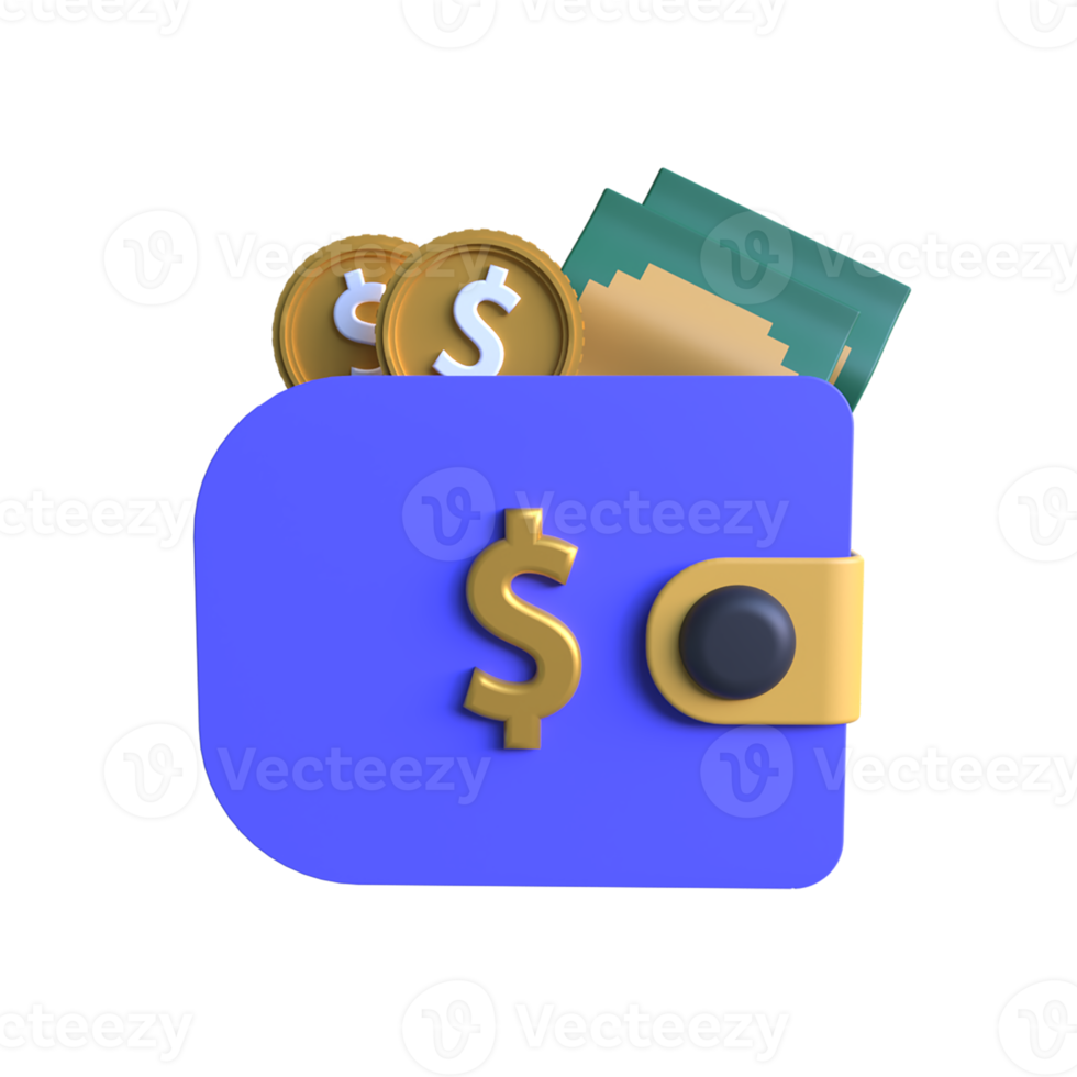 billetera 3d icono ui png transparente antecedentes