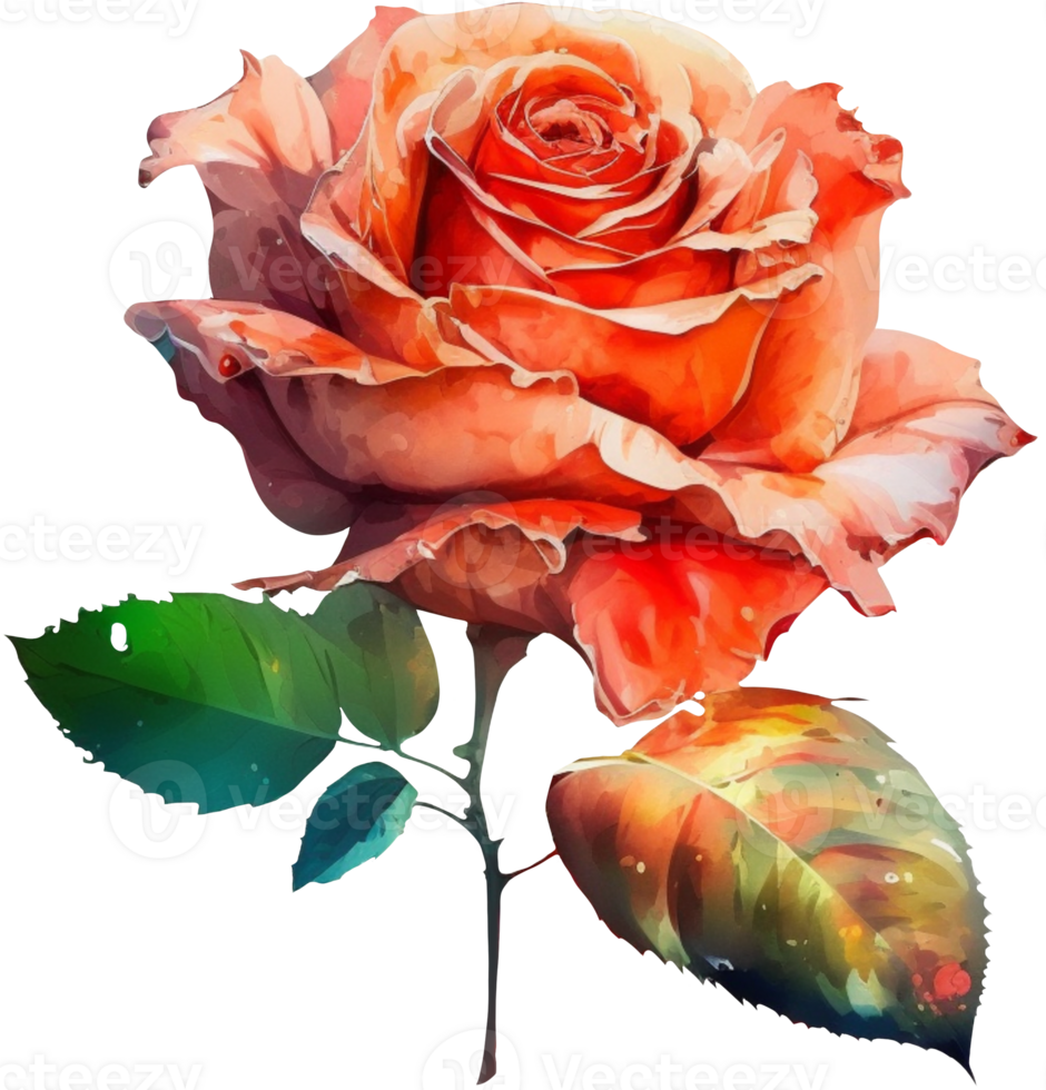 blossom rose watercolor botanical AI Generative 24558199 PNG