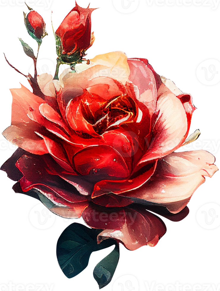 blossom rose watercolor botanical png
