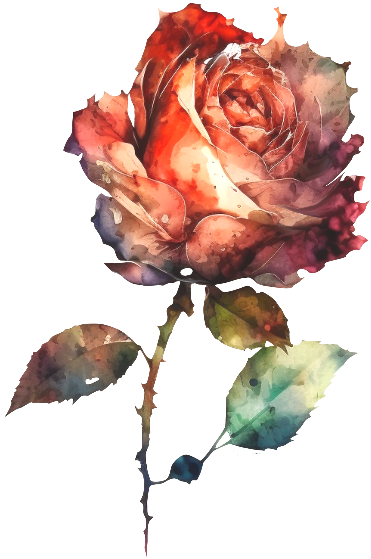 blossom rose watercolor botanical AI Generative 24558212 PNG