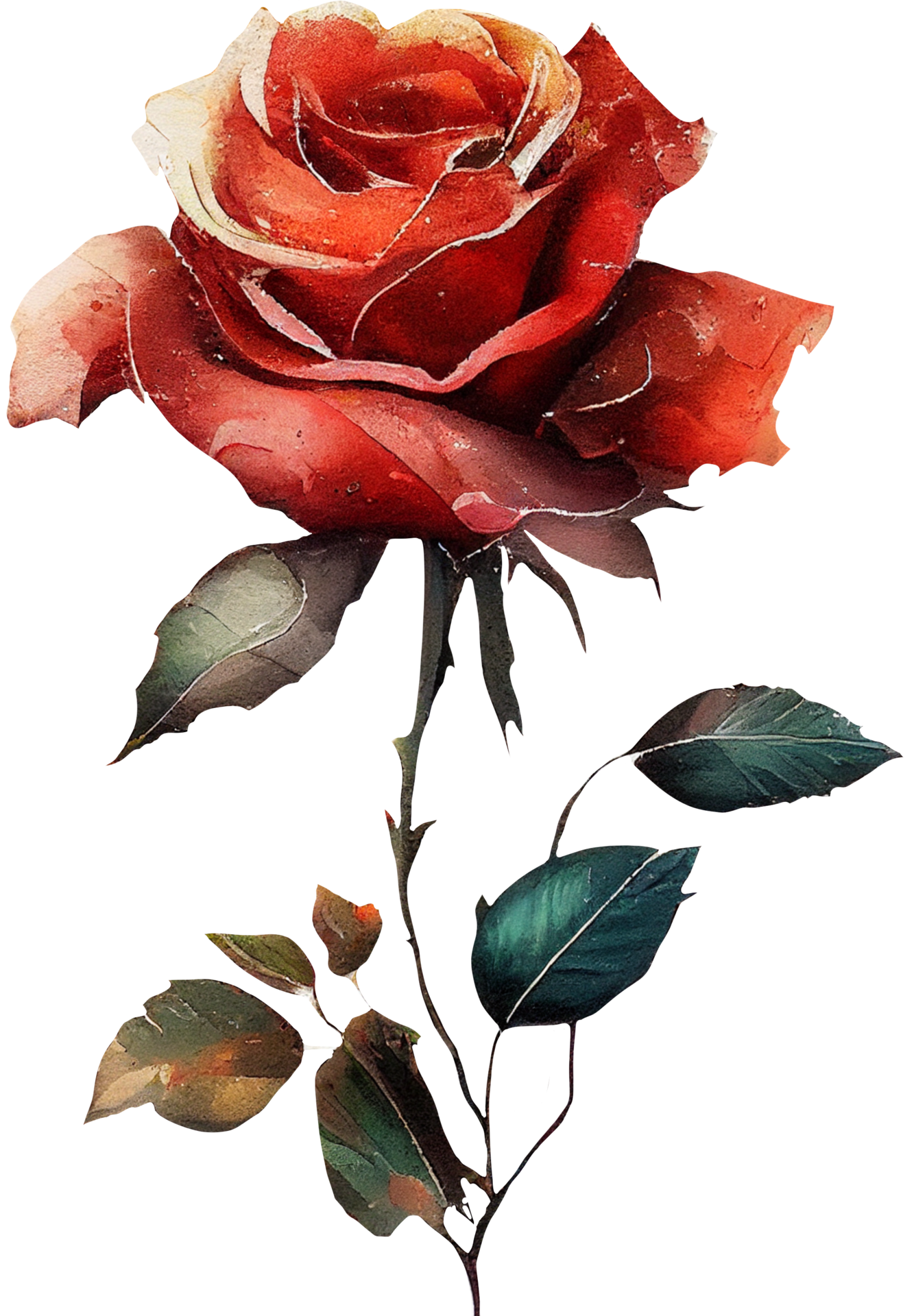 blossom rose watercolor botanical AI Generative 24558221 PNG