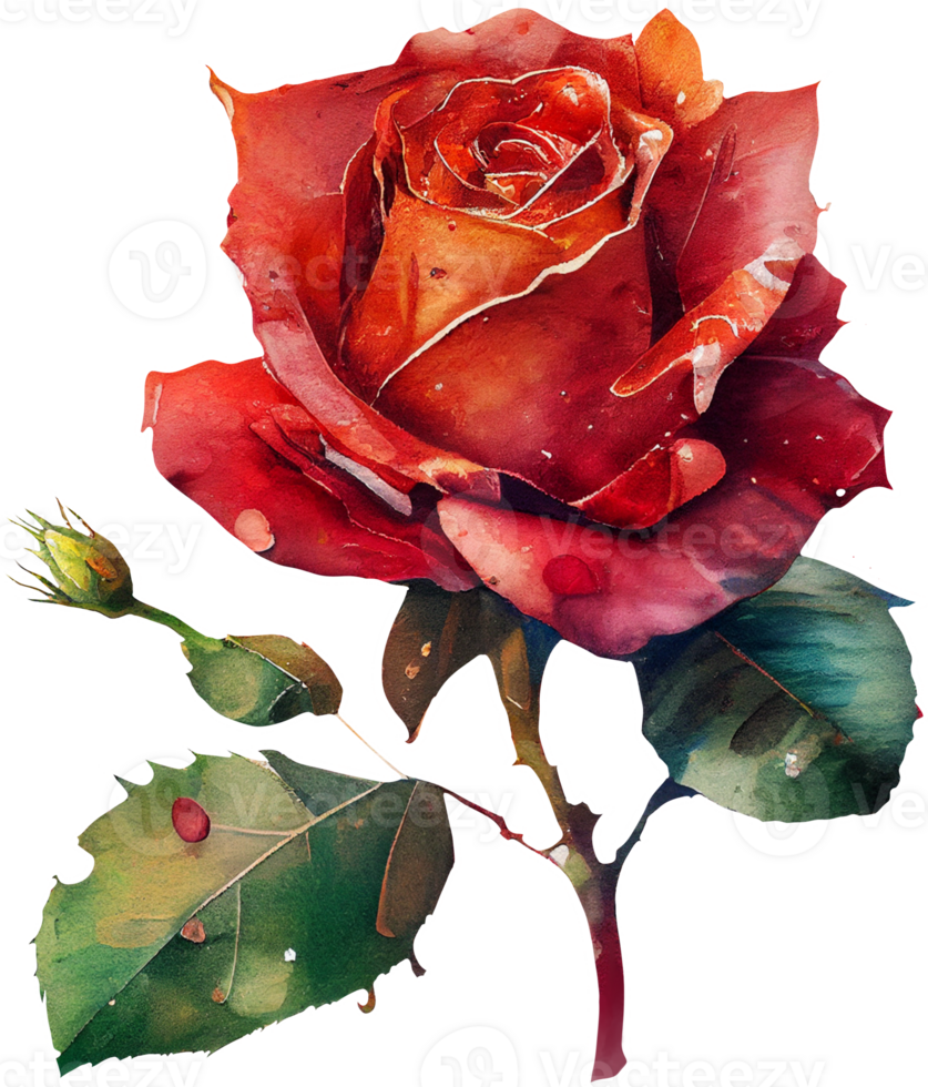 blossom rose watercolor botanical AI Generative 24558225 PNG