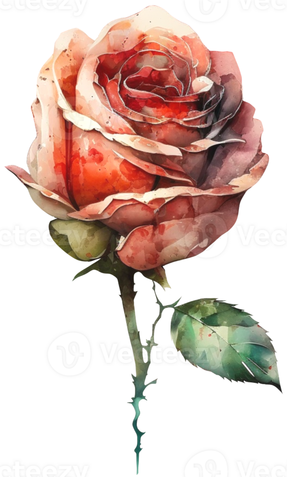 fiorire rosa acquerello botanico ai generativo png