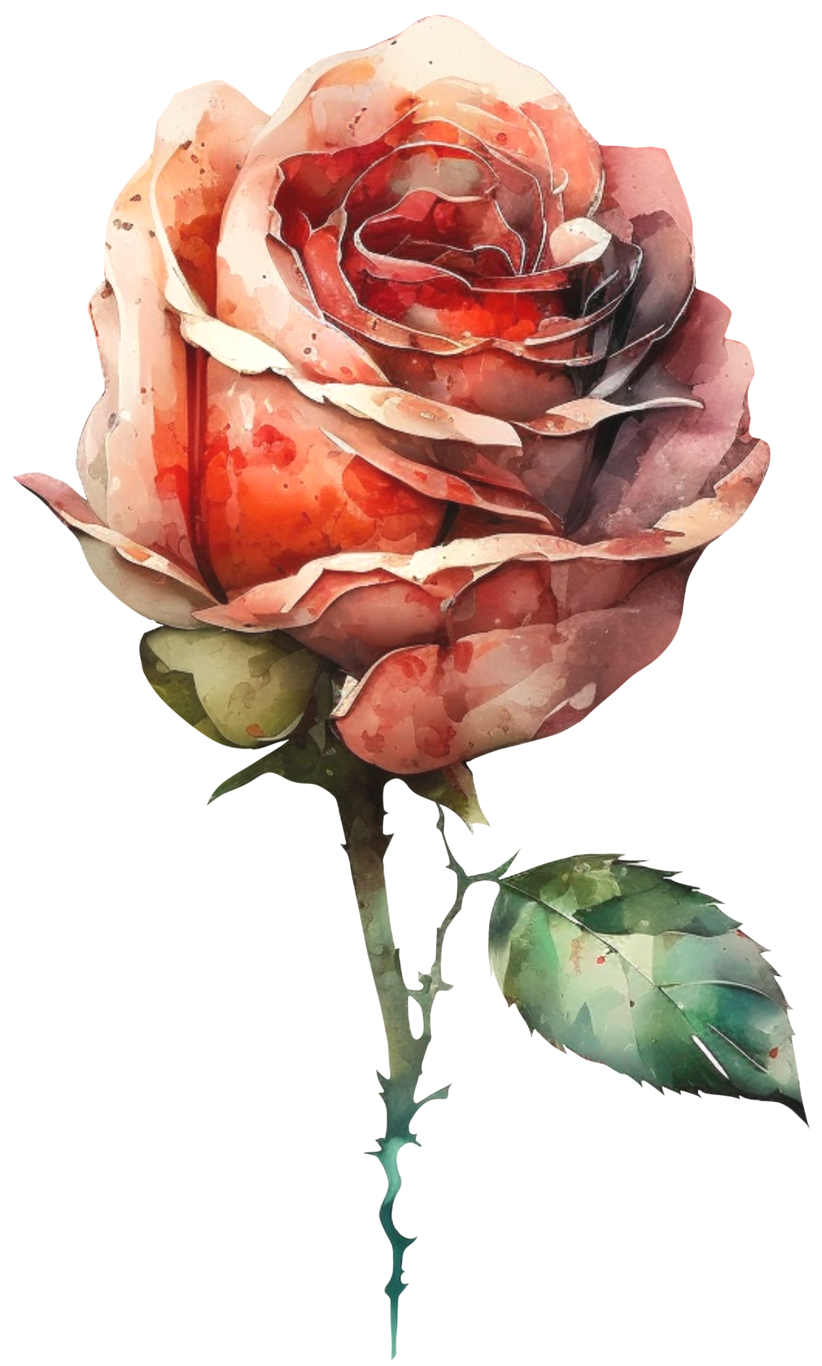 blossom rose watercolor botanical AI Generative 24558230 PNG