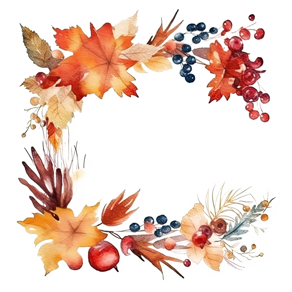 Watercolor Autumn Wreath Isolated. Illustration png