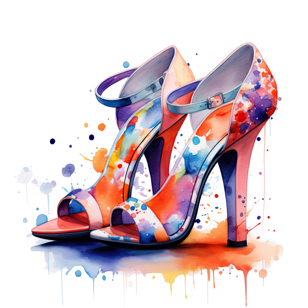 Aquarell Mode Schuhe. Illustration ai generativ png