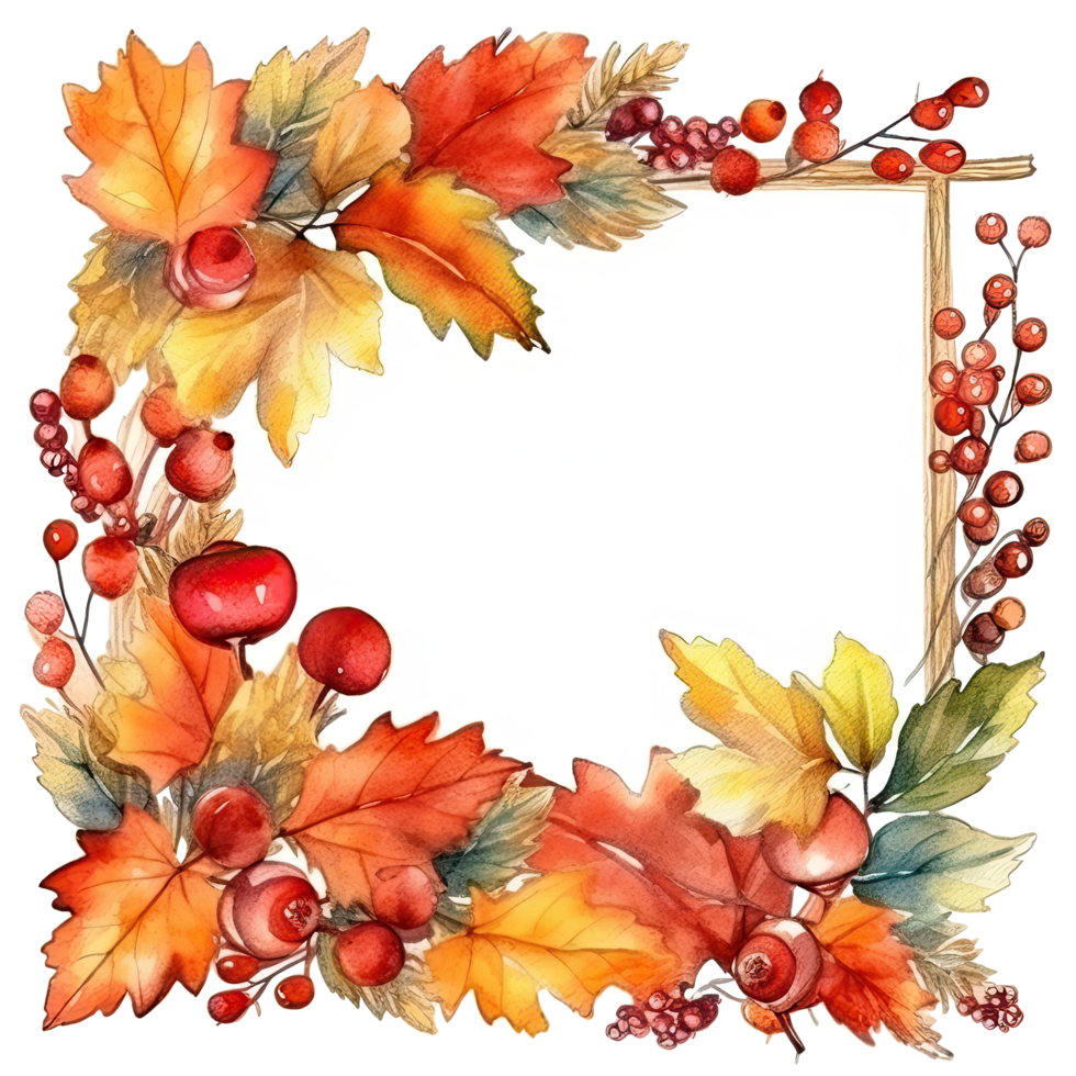 Watercolor Autumn Wreath Isolated. Illustration png