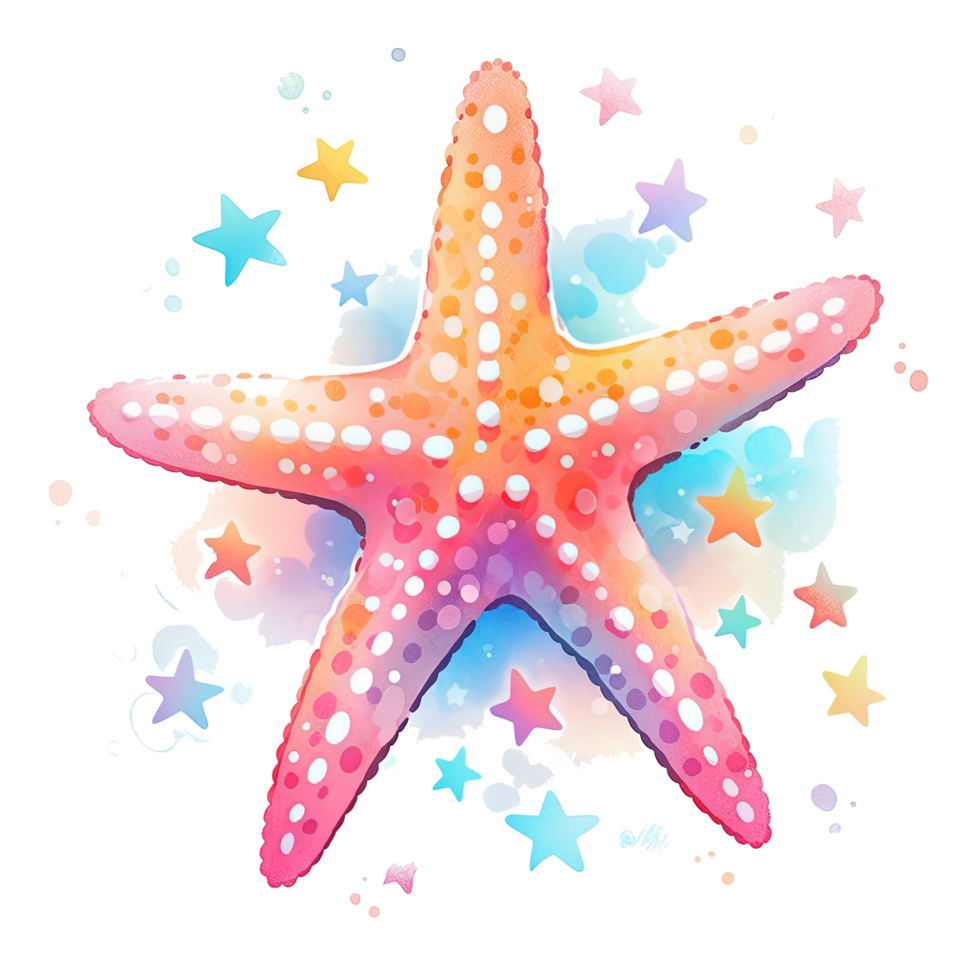 acuarela estrella de mar. ilustración ai generativo png