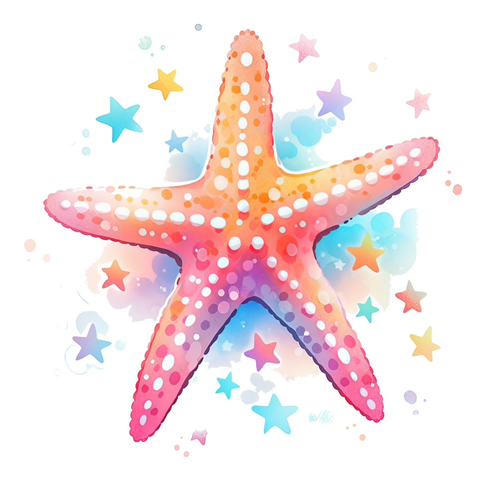 Watercolor starfish. Illustration png