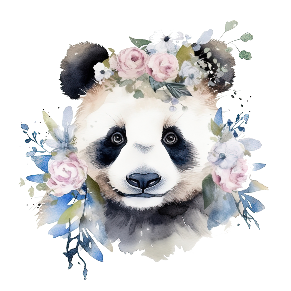 Cute watercolor panda. Illustration png