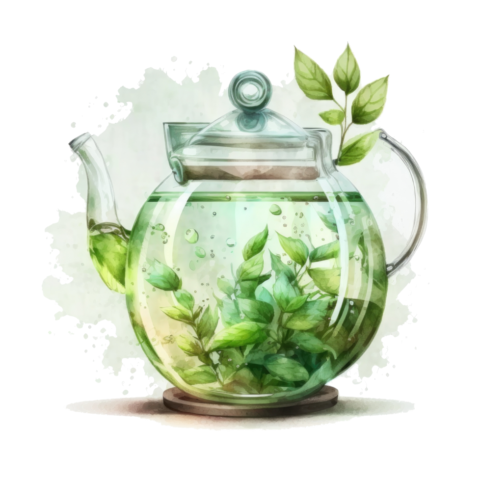 Watercolor green tea. Illustration png
