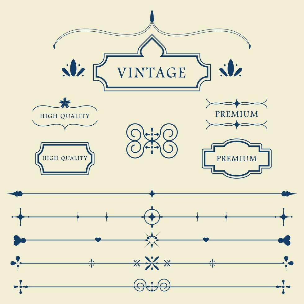 vector conjunto de elementos caligráficos de estilo vintage o florituras