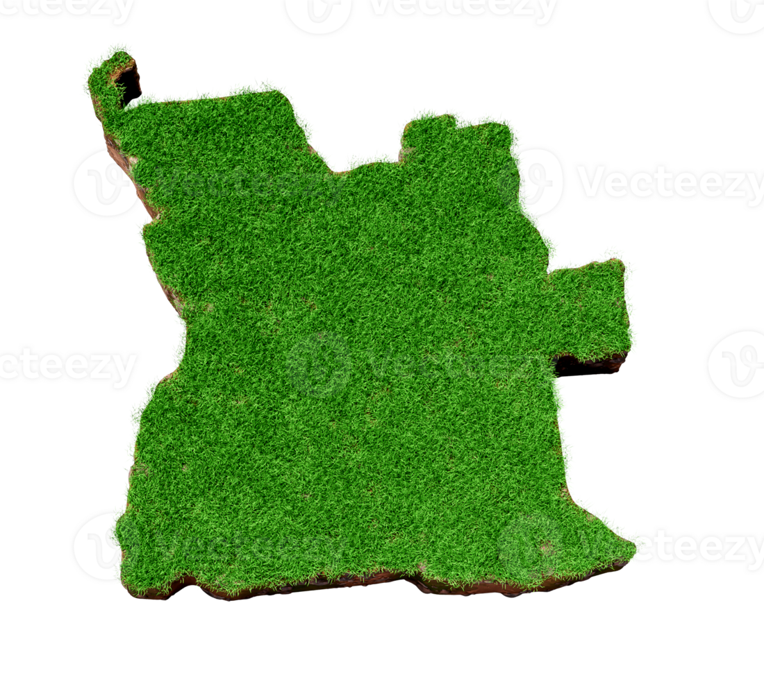 Angola Map Grass and ground texture 3d illustration png