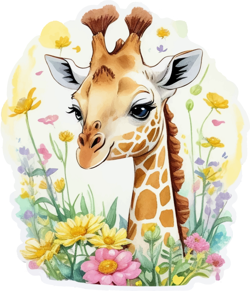 hoofd van giraffe sticker met ai generatief png