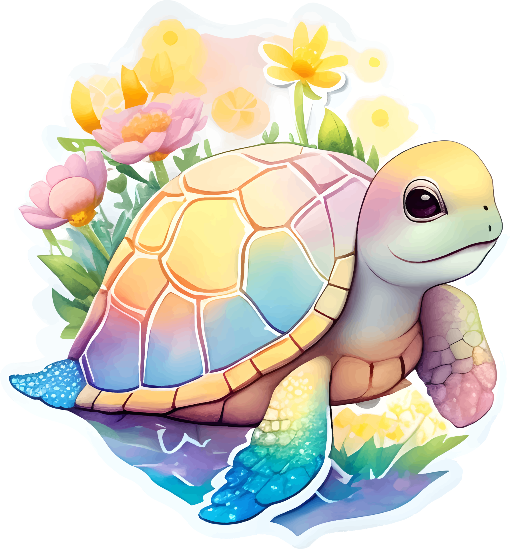 Cute Little Turtle Sticker with AI Generative 24558380 PNG
