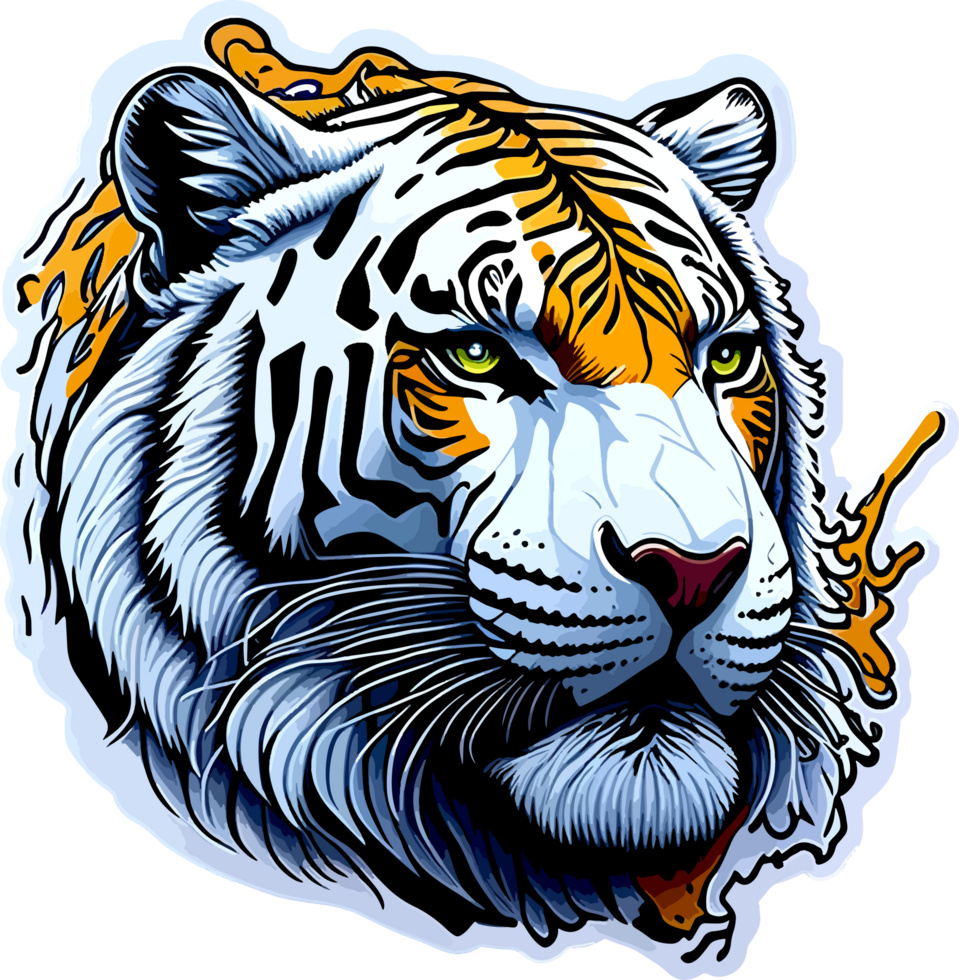 Tiger Head Sticker Illustration with png