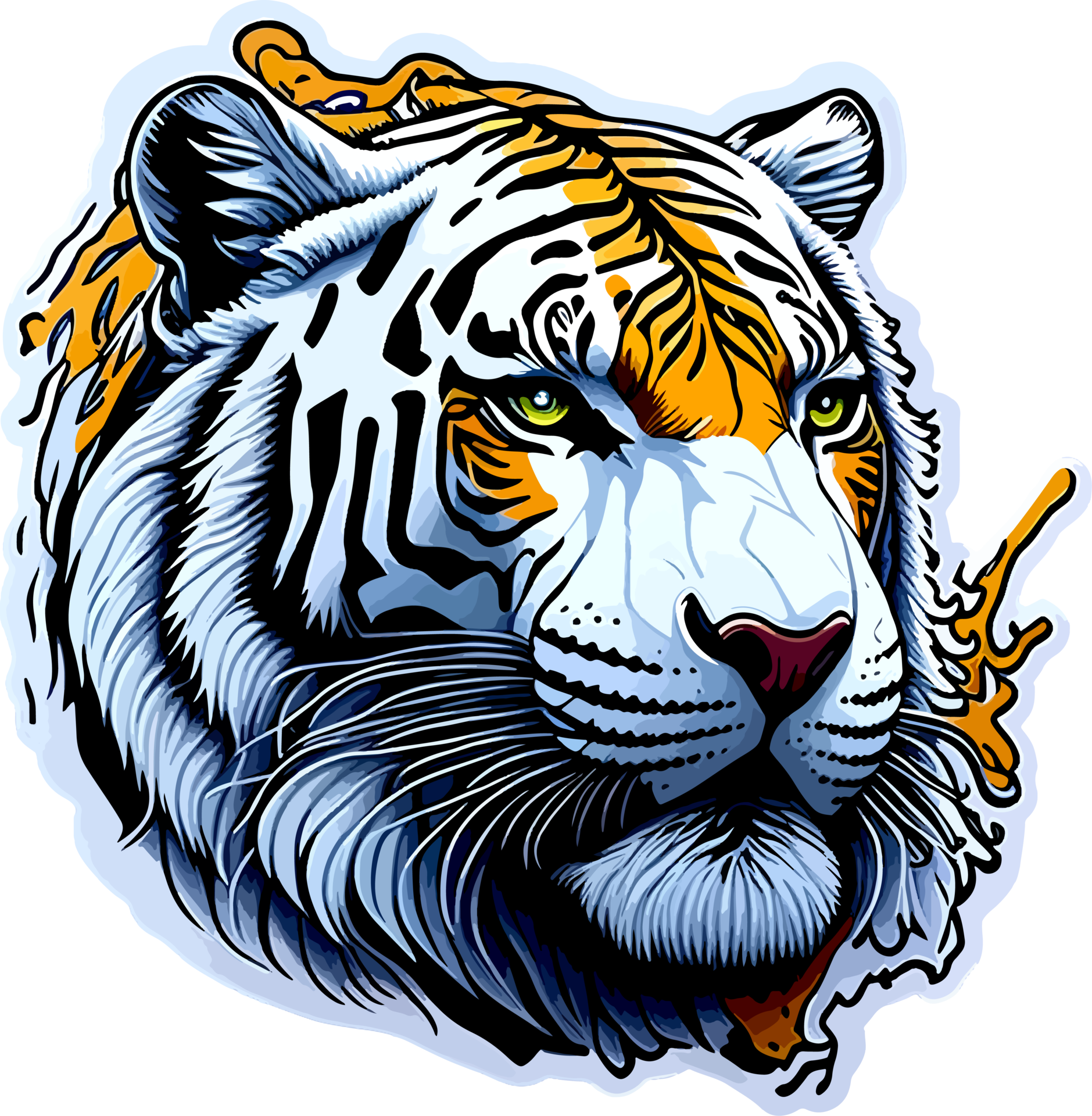Tiger Head Sticker Illustration with AI Generative 24558381 PNG