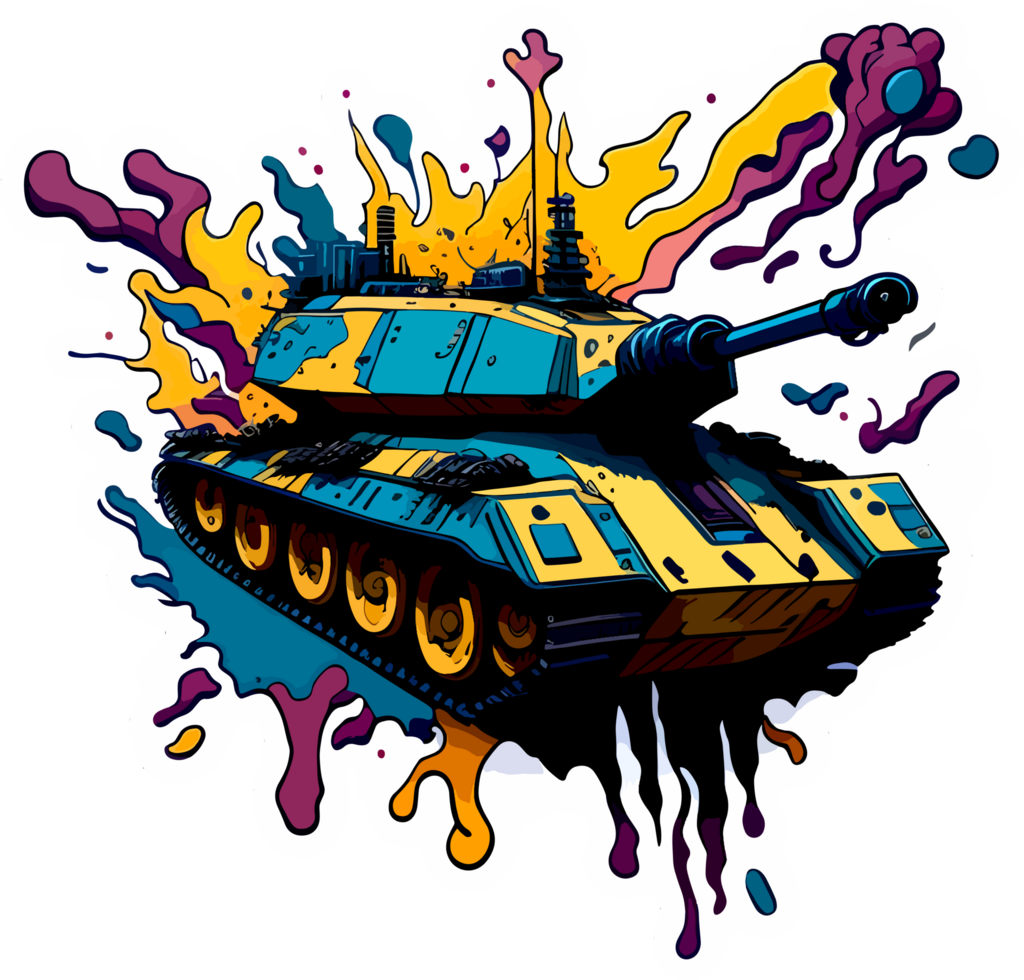 Splash Cartoon Art of Tank Sticker with png