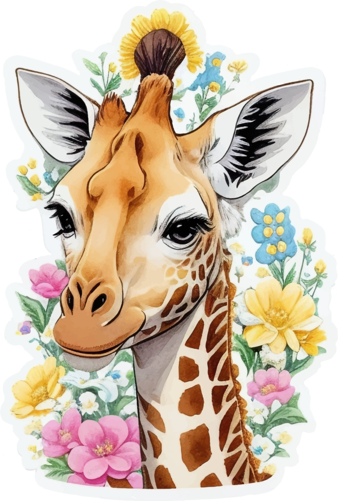 Giraffe Head Sticker with 24558393 PNG
