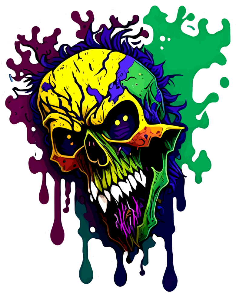 schedel zombie sticker met ai generatief png