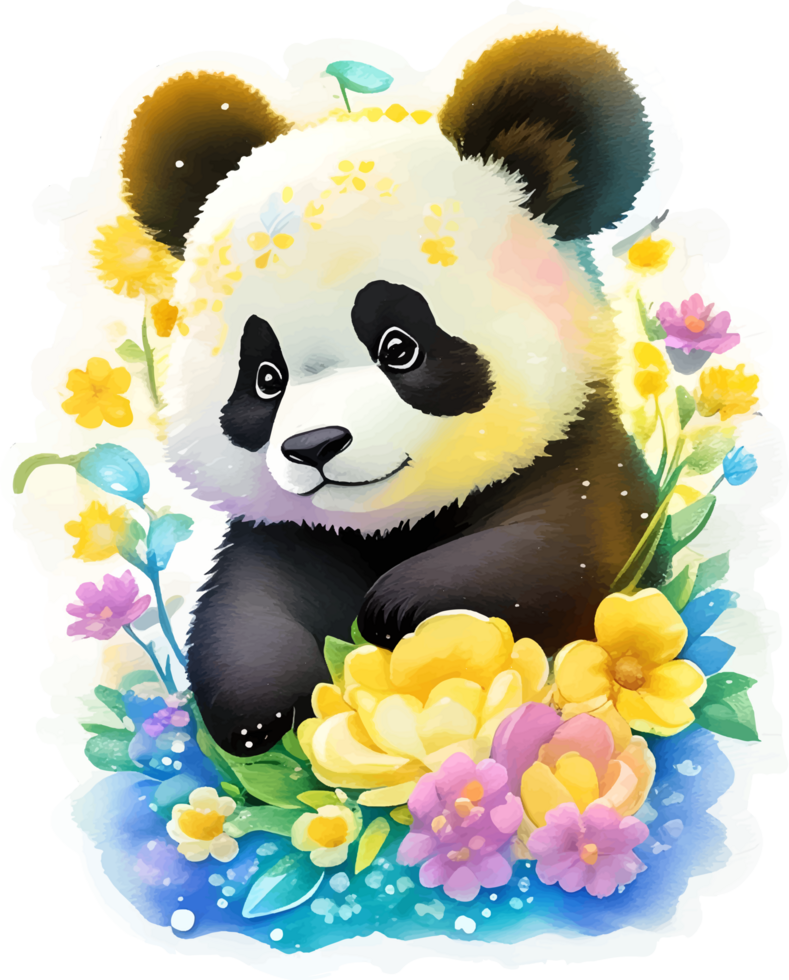 gracioso panda pegatina con ai generativo png