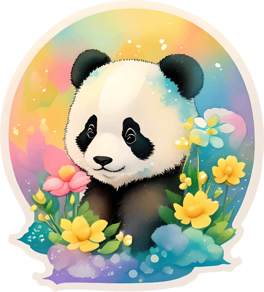 adorabile panda etichetta illustrazione con ai generativo png