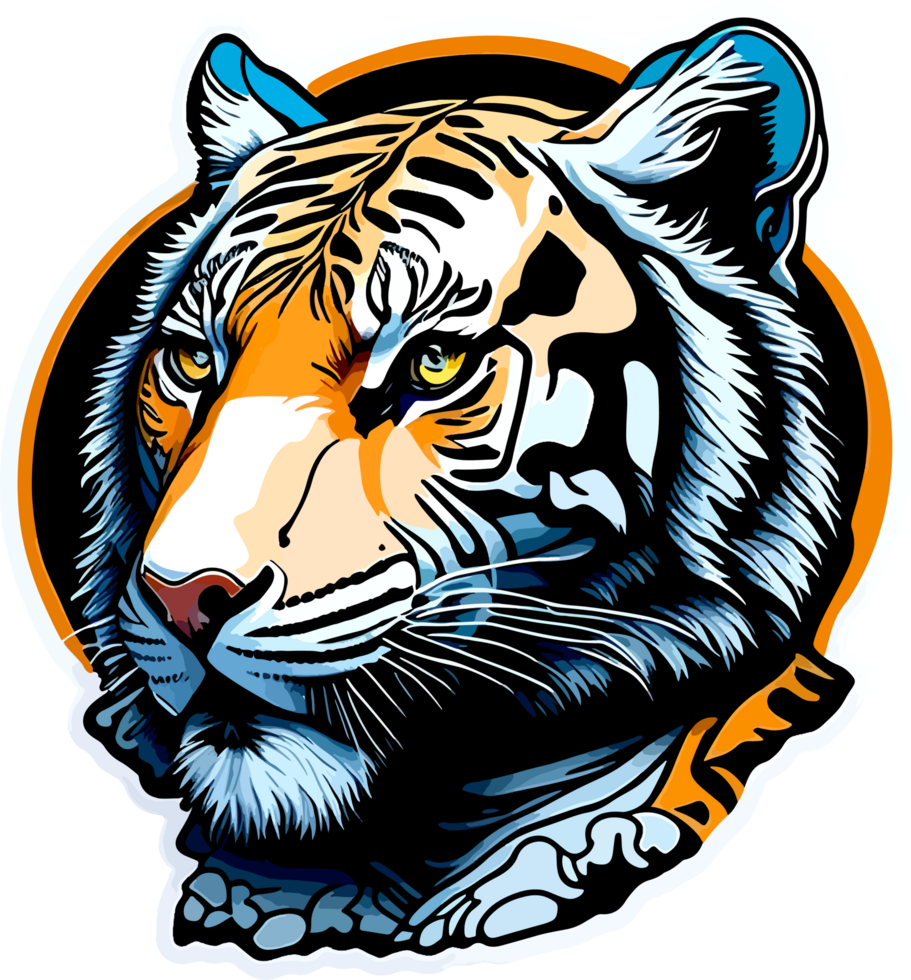 Head of Tiger Mascot Sticker with png