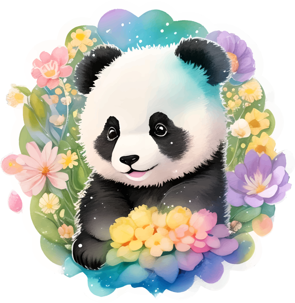 carino poco panda etichetta con ai generativo png