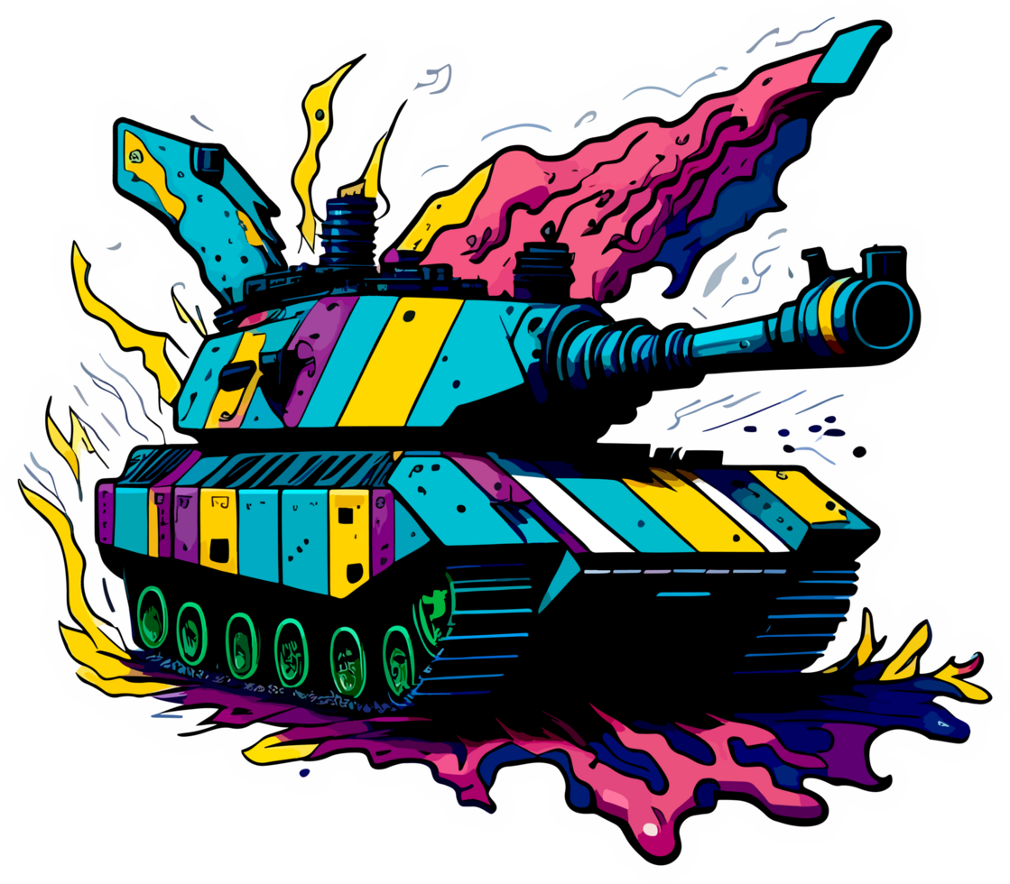 färgrik tank illustration med ai generativ png