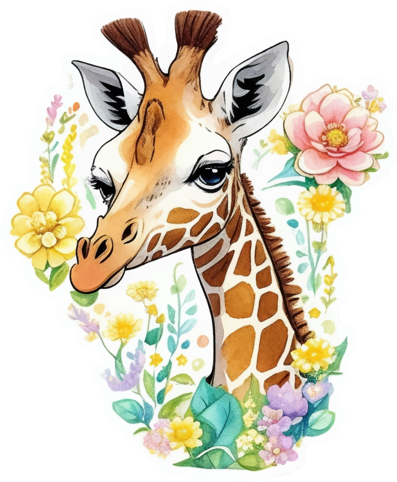 Giraffe Head Illustration Sticker with 24558429 PNG