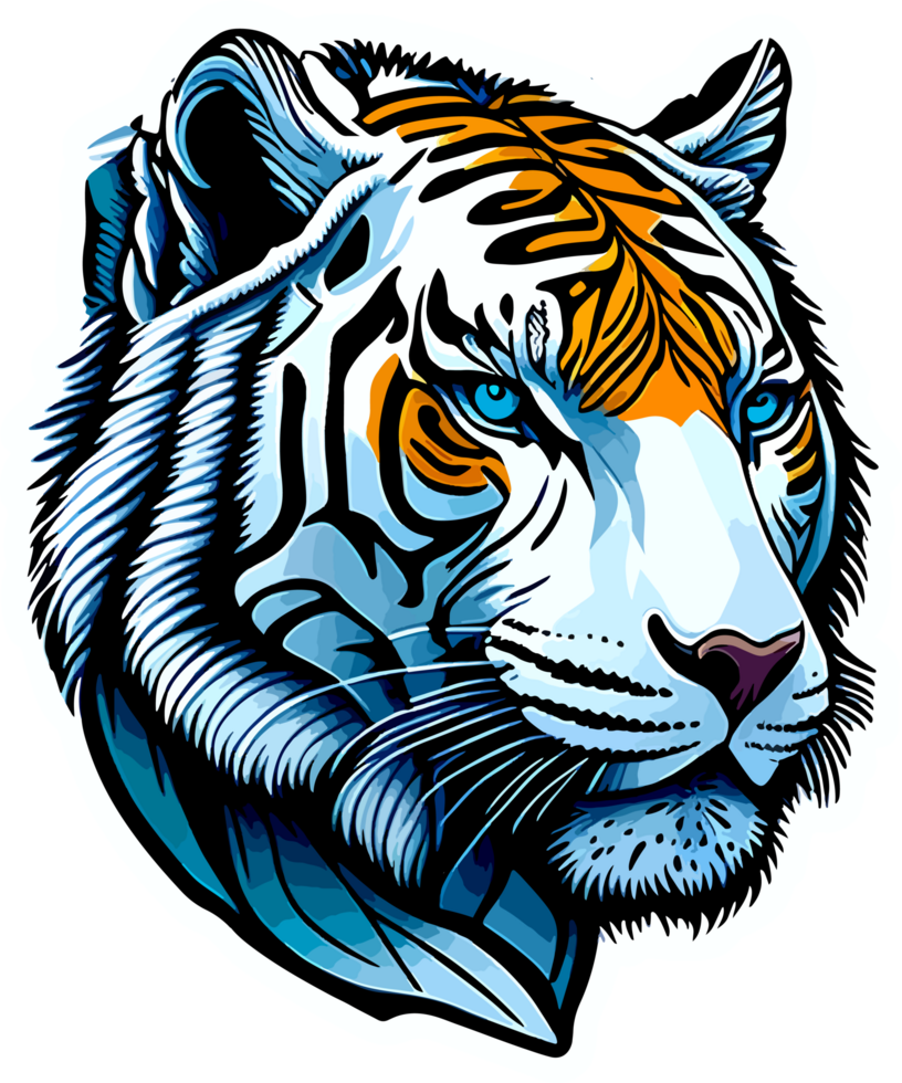 cabeza de Tigre logo pegatina con ai generativo png