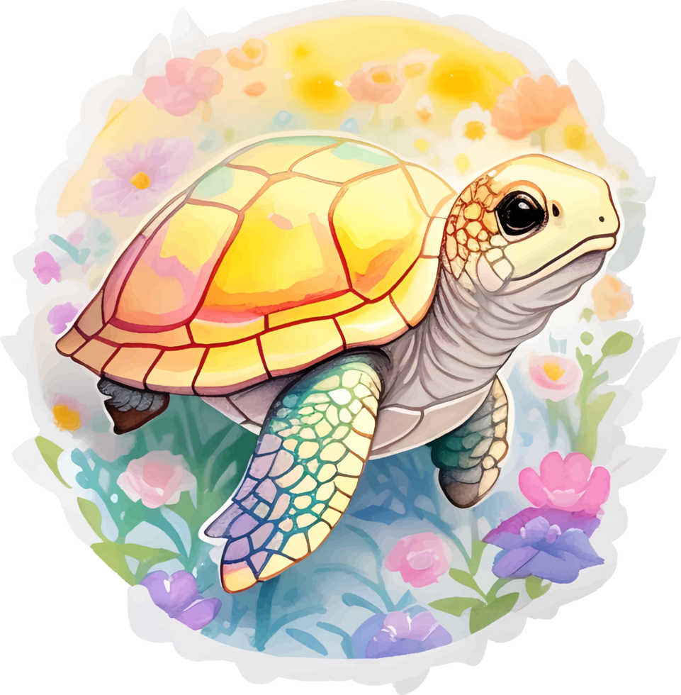 weinig schildpad sticker met ai generatief png