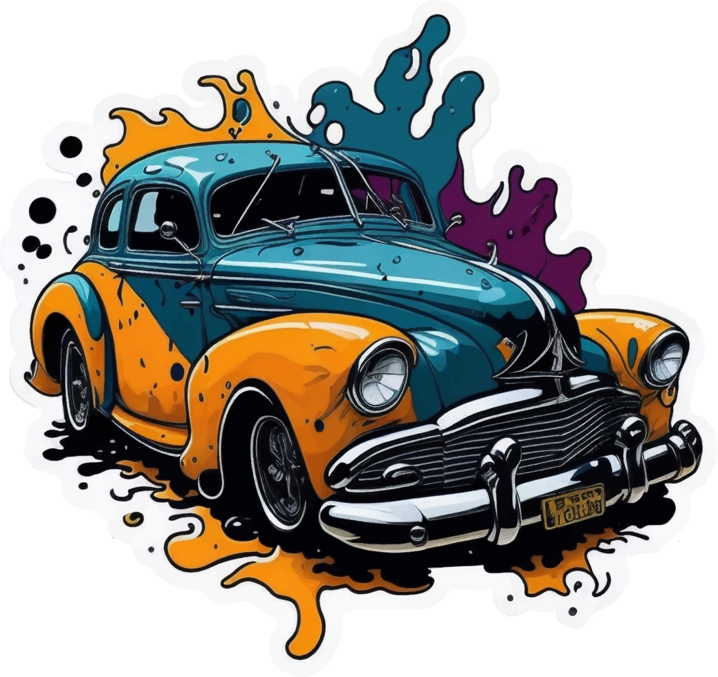 Vintage Splash Art Car with 24558461 PNG