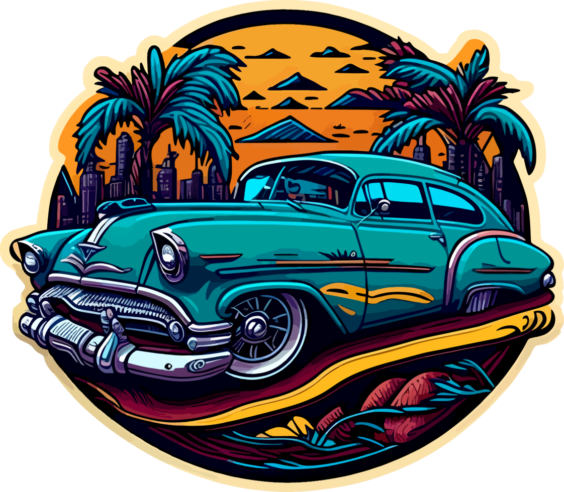 antiguo retro coche logo con ai generativo png